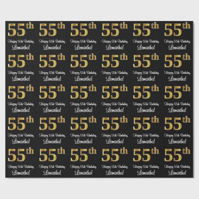 Femtiofemte födelsedagen: Elegant Luxurious Faux G Presentpapper (Platt)