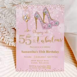 Femtiofemte Högklackar Bubly 55 Birthday Inbjudningar