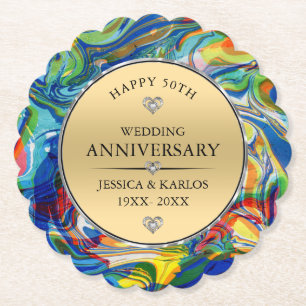 Femtionde årsdagen av bröllop i guld underlägg papper