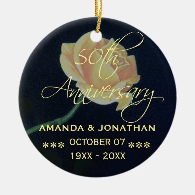 Femtionde årsdagen av Golden Bröllop i Ro Julgransprydnad Keramik (Framsidan)