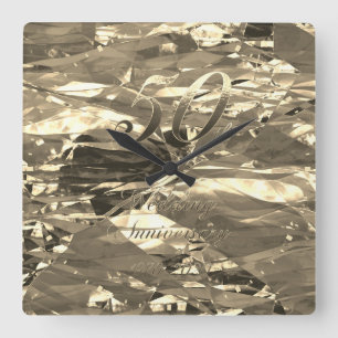 Femtionde Bröllop-årsdagen 1970 2020 Chic Faux Gul Fyrkantig Klocka