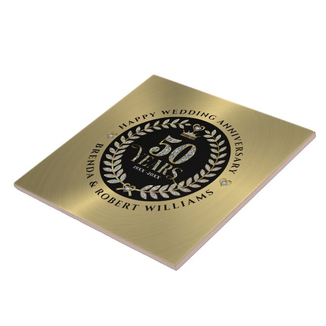 Femtionde bröllop-årsdagen för vita glitter och gu kakelplatta (Sidan)