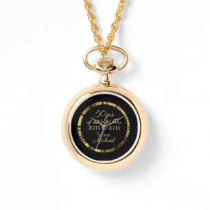 Femtionde Bröllop-årsdagen frun Golden Roman Numer Armbandsur