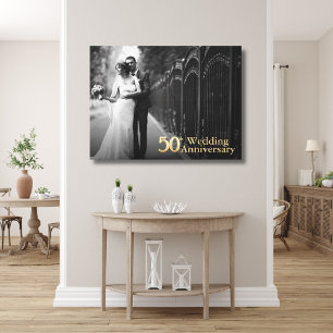 Femtionde Bröllop-årsdagen   Guld Lettering   Foto Canvastryck