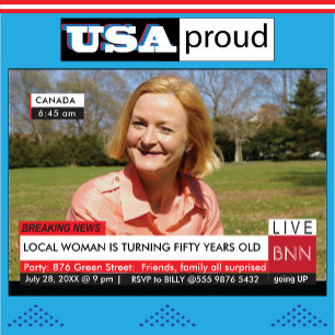 Femtionde födelsedag: Womens Humor Breaking News T Inbjudningar