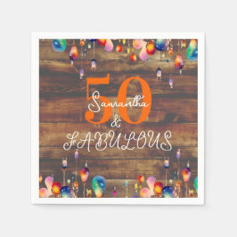 Femtionde födelsedagen 50 och Fabulous Ljus Rustic Pappersservett