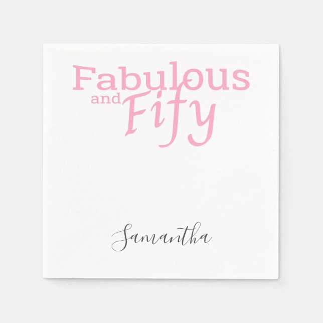 Femtionde födelsedagen 50 och Fabulous Rosa Party Pappersservett (Framsidan)