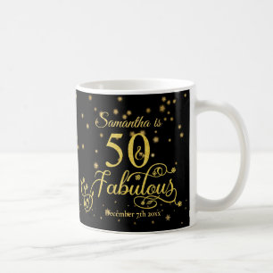 Femtionde födelsedagen Fabulous Guld Glitter Star Kaffemugg