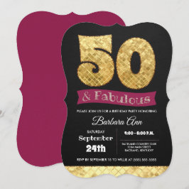 Femtionde födelsedagen i Fabulous Guld och Rosa Inbjudningar