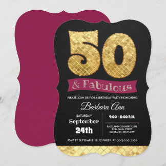 Femtionde födelsedagen i Fabulous Guld och Rosa Inbjudningar