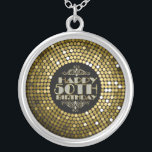 Femtionde födelsedagen i Glamous Glitter Lycklig Silverpläterat Halsband<br><div class="desc">Glamorösa faux-föräldrar och vit glitter 50-årstextdesign. Om du behöver hjälp med att anpassa någon av mina designers kontaktar du ArtOnWear-designern. Kostnadsfri textformatering med hjälp av direkthjälp tillgänglig på begäran.</div>