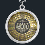 Femtionde födelsedagen i Glamous Glitter Lycklig Silverpläterat Halsband<br><div class="desc">Glamorösa faux-föräldrar och vit glitter 50-årstextdesign. Om du behöver hjälp med att anpassa någon av mina designers kontaktar du ArtOnWear-designern. Kostnadsfri textformatering med hjälp av direkthjälp tillgänglig på begäran.</div>