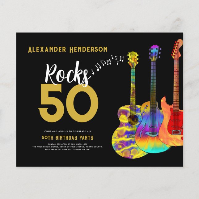 Femtionde Födelsedagsfesten Guitars Sten 50 budget Flygblad (Framsidan)