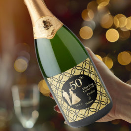 Femtionde Guld-paret Bröllop-årsdagen Glitter