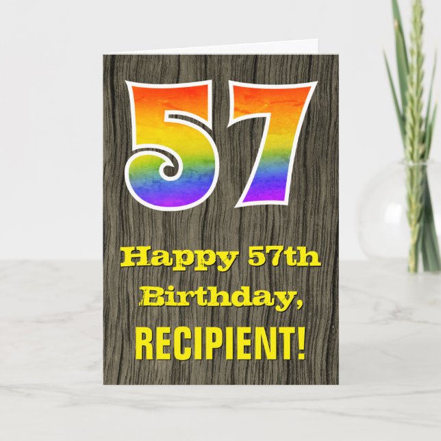 Femtiosjunde födelsedag: Rustic Faux Wood look, Ra Kort (Framsida)