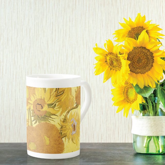 Femton sunblommor Vincent van Gogh Benporslin Mugg (Skapare uppladdad)
