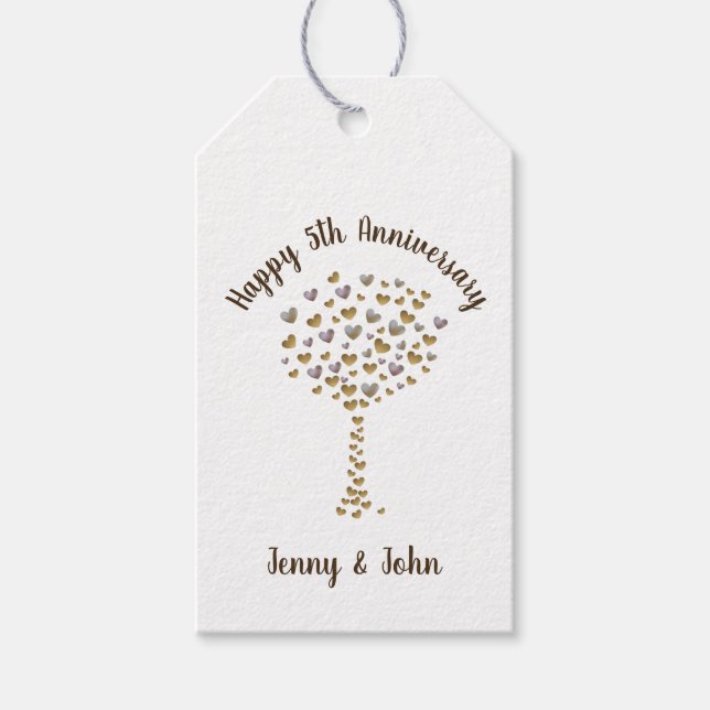 Femtonårsdagen av bröllop-årsdagen för fjäril träd presentetikett (Framsidan)