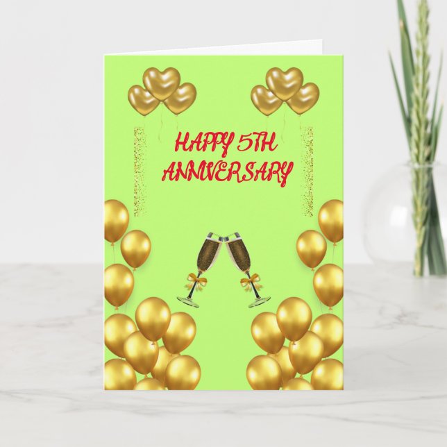 Femtonårsdagen av Bröllop Kärlek och Joy Tack Kort (Framsida)