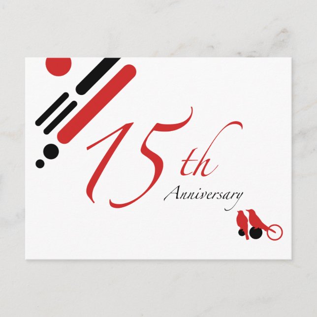 Femtonårsdagen (mod fåglar) vykort (Framsida)