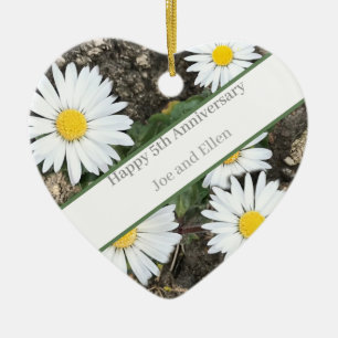 Femtonårsdagen, redigerbart trä och Daisy Julgransprydnad Keramik