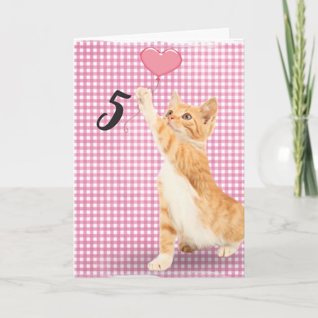 Femtonårsdagen tabby katt kort (Framsida)
