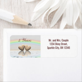 Femtonårsjubileum av trähearter returadress etikett