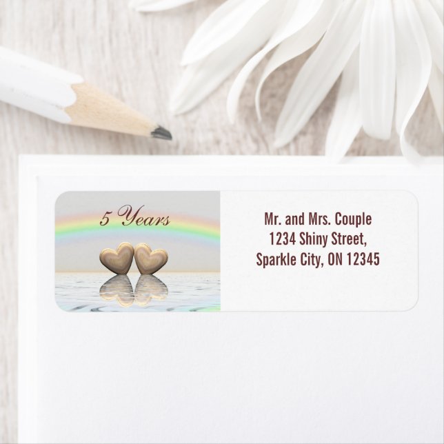 Femtonårsjubileum av trähearter returadress etikett (Insitu)