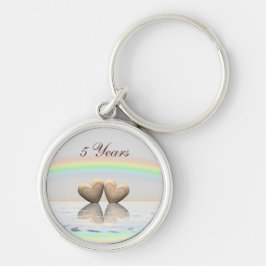 Femtonårsjubileum av trähearter rund silverfärgad nyckelring