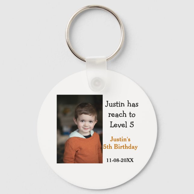 Femtonårsspel på pojkfoto namn, modernt datum nyckelring (Framsida)