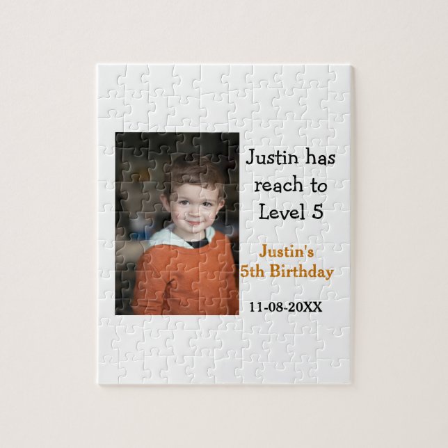 Femtonårsspel på pojkfoto namn, modernt datum pussel (Vertikal)