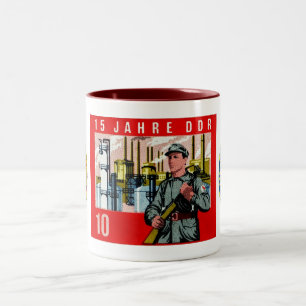 Femtonde Aniversary av grunda av Ddr.en Två-Tonad Mugg