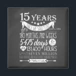 Femtonde bröllop-årsdagen, 15-årsdagen, resultatta magnet<br><div class="desc">Fira kärlek med våra minnesmärken för elegant bröllop. Perfekt för att markera milstolpar och lägga till en speciell beröring, dessa tecken är idealiska för att framhäva firande, förbättra dekorationen och fånga omhuldade minnen. Deras utformning blandar sofistikering med personlig charm, och skapar din årsdag helt oförglömlig. Designad av de artiga äpplen....</div>