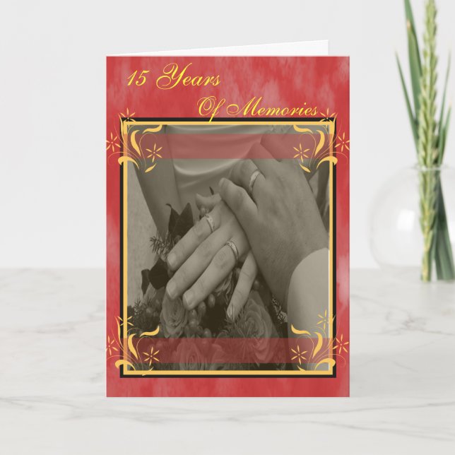 Femtonde Bröllop-årsdagen Kort (Framsida)