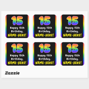 Femtonde födelsedagen: Rainbow Spectrum nr 15, Anp Fyrkantigt Klistermärke