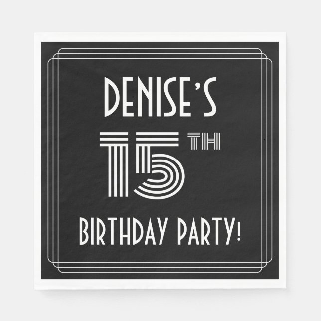 Femtonde Födelsedagsfesten: Art Deco Stil + anpass Pappersservett (Framsidan)