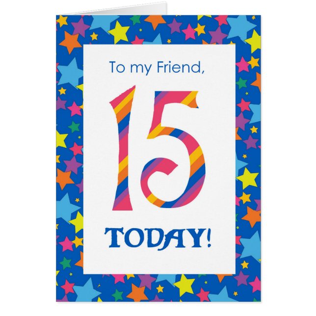 Femtonde födelsedagskortet för vänner, Rand och st Hälsningskort (Framsidan)