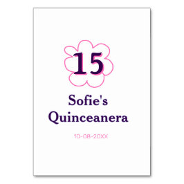 Femtonde quinceanera grattis på födelsedagen rosa  bordsnummer