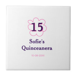 Femtonde quinceanera grattis på födelsedagen rosa  kakelplatta