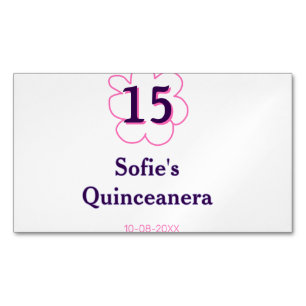 Femtonde quinceanera grattis på födelsedagen rosa magnetiska visitkort