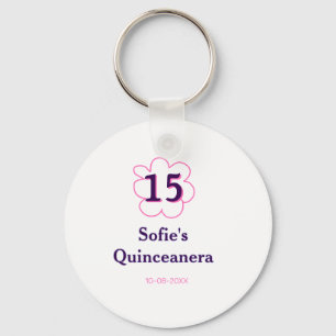 Femtonde quinceanera grattis på födelsedagen rosa nyckelring