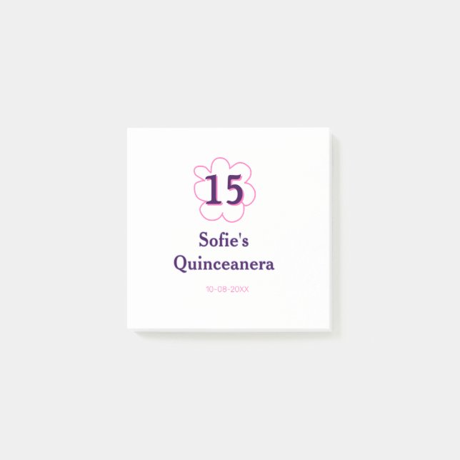 Femtonde quinceanera grattis på födelsedagen rosa  post-it block (Framsida)