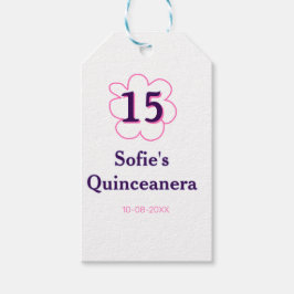 Femtonde quinceanera grattis på födelsedagen rosa  presentetikett