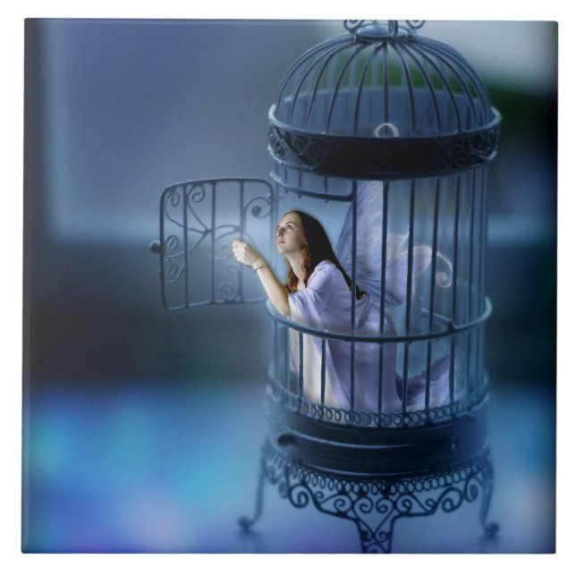 Fen som flyr henne, förgyllde buren kakelplatta (Framsidan)