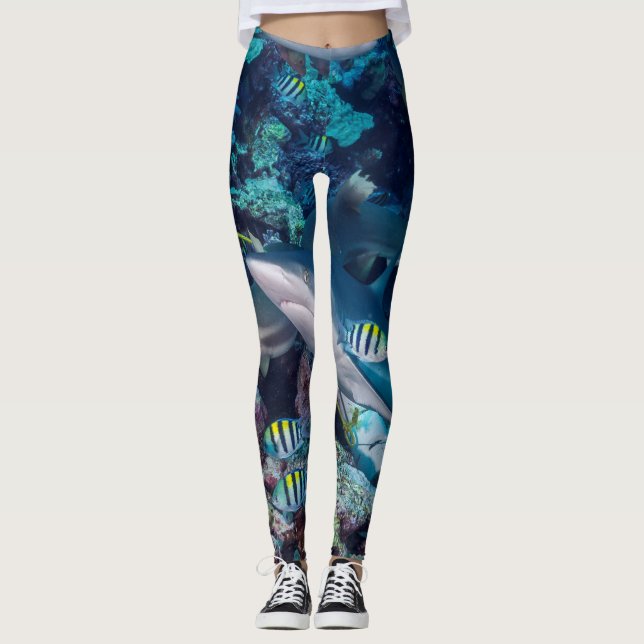 Fenafena: Revhajar med butterflyfish. Leggings (Framsida)
