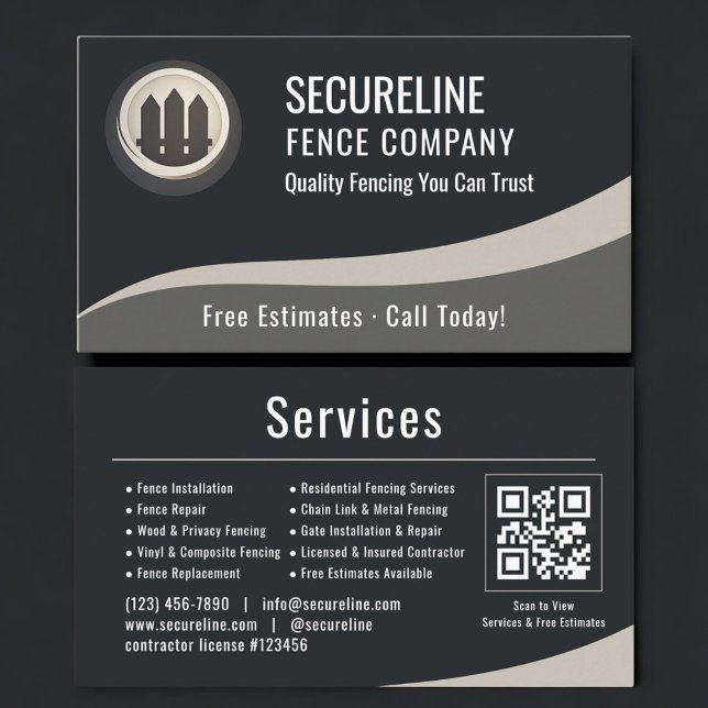 Fence Builder QR Code Professional Visitkort (Skapare uppladdad)