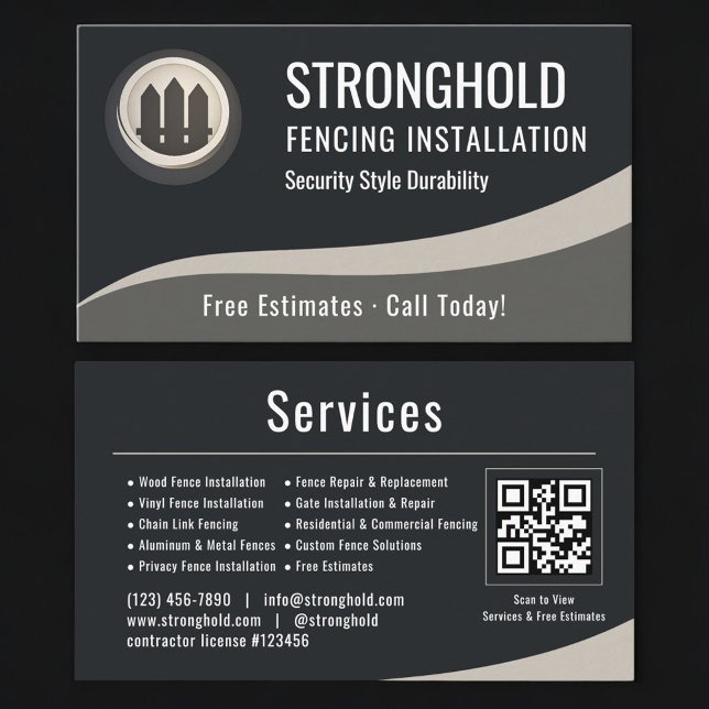 Fence Installation QR Code Professional Visitkort (Skapare uppladdad)