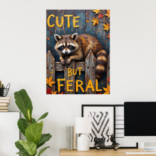 Fence Line Bandit: Höstbesök för en raccoon Poster