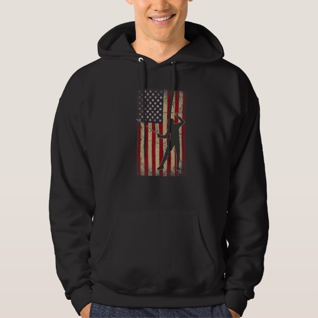 Fencer American Flagga I Proud Fenceidea Hoodie (Framsida)