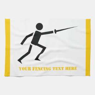 Fencer Black silhouette med svärd-anpassningsbar Kökshandduk