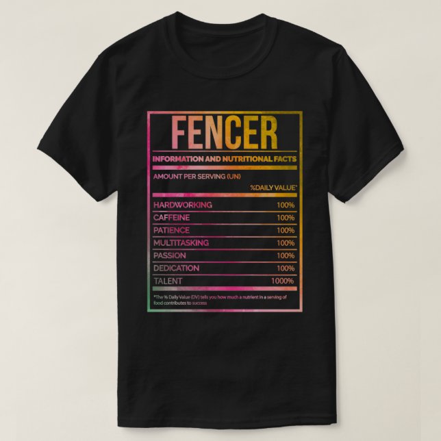Fencer Funny Fencings Näringsetikett i vattenfärg T Shirt (Design framsida)